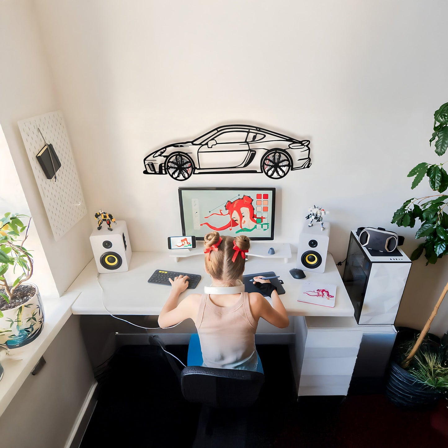 2022 Cayman 718 GT4 Wall Art – Steel Cut with Spinning Wheels-KAFMEKA008