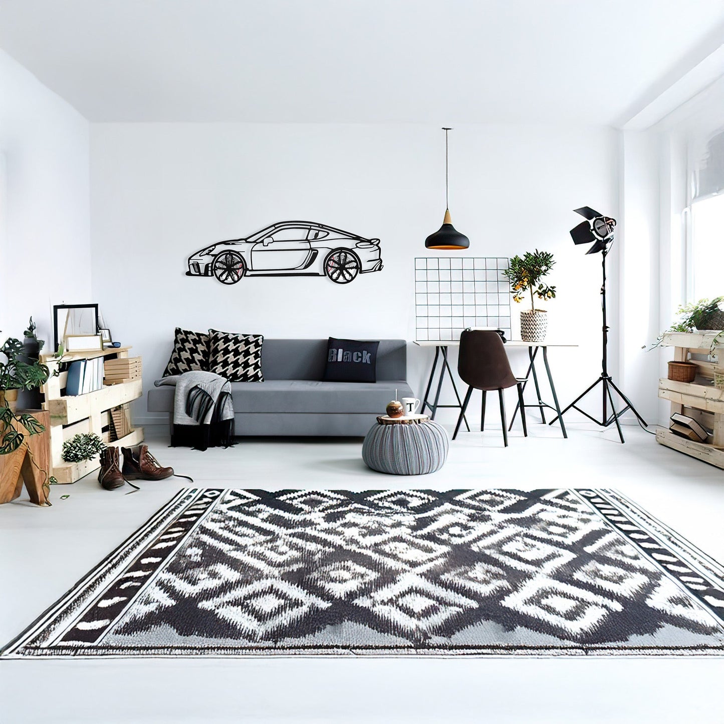2022 Cayman 718 GT4 Wall Art – Steel Cut with Spinning Wheels-KAFMEKA008