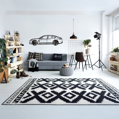 2022 Panamera 4S Wall Art – Steel Silhouette with Spinning Wheels-KAFMEKA009