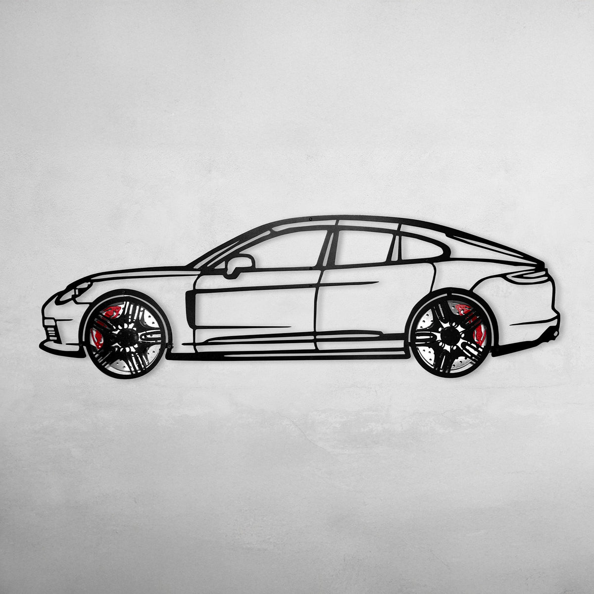 2022 Panamera 4S Wandkunst – Stahlsilhouette mit drehenden Rädern-KAFMEKA009