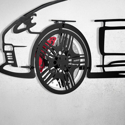 2022 Panamera 4S Wall Art – Steel Silhouette with Spinning Wheels-KAFMEKA009