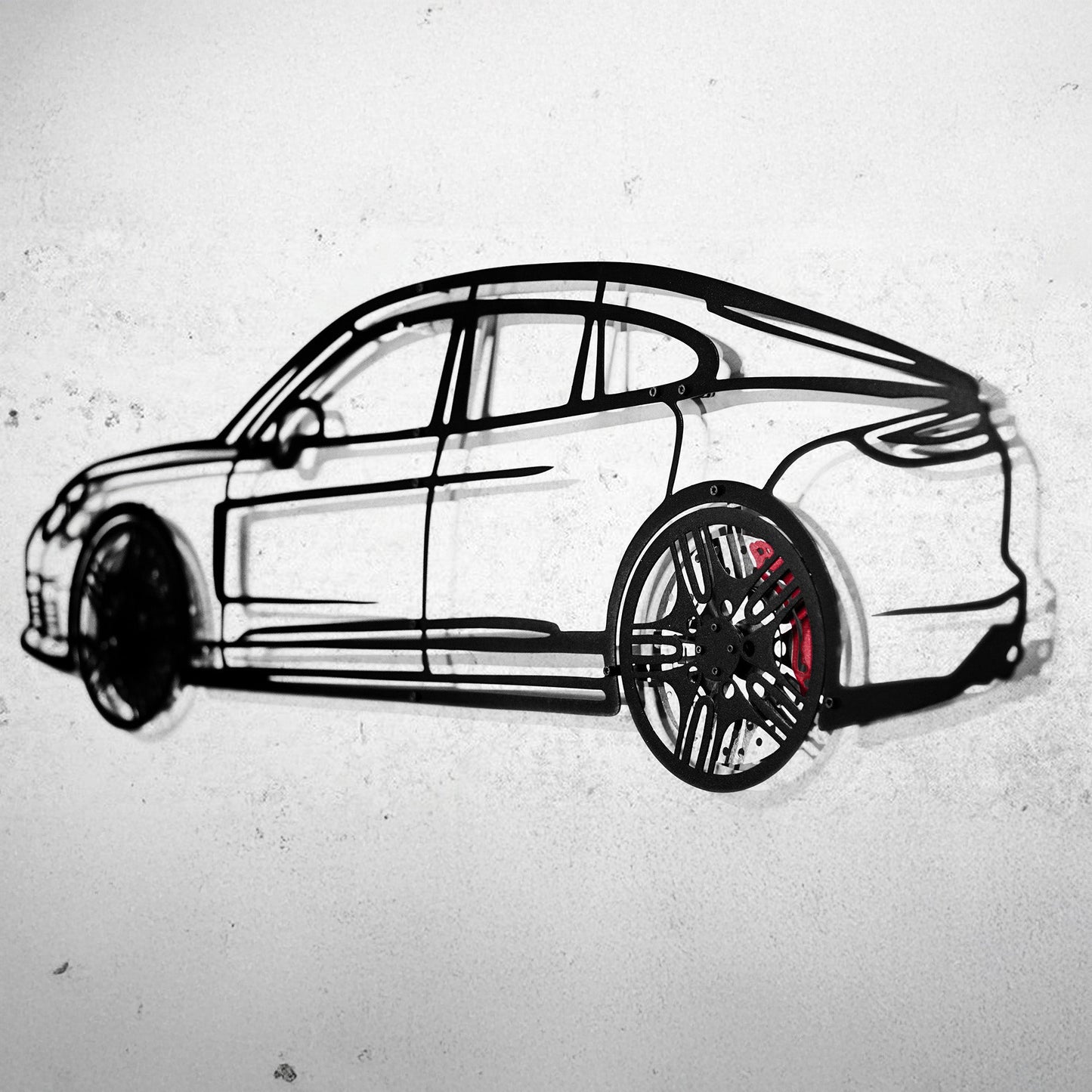 2022 Panamera 4S Wall Art – Steel Silhouette with Spinning Wheels-KAFMEKA009