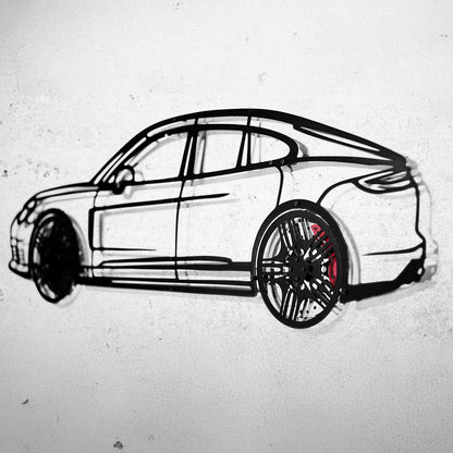 2022 Panamera 4S Wall Art – Steel Silhouette with Spinning Wheels-KAFMEKA009