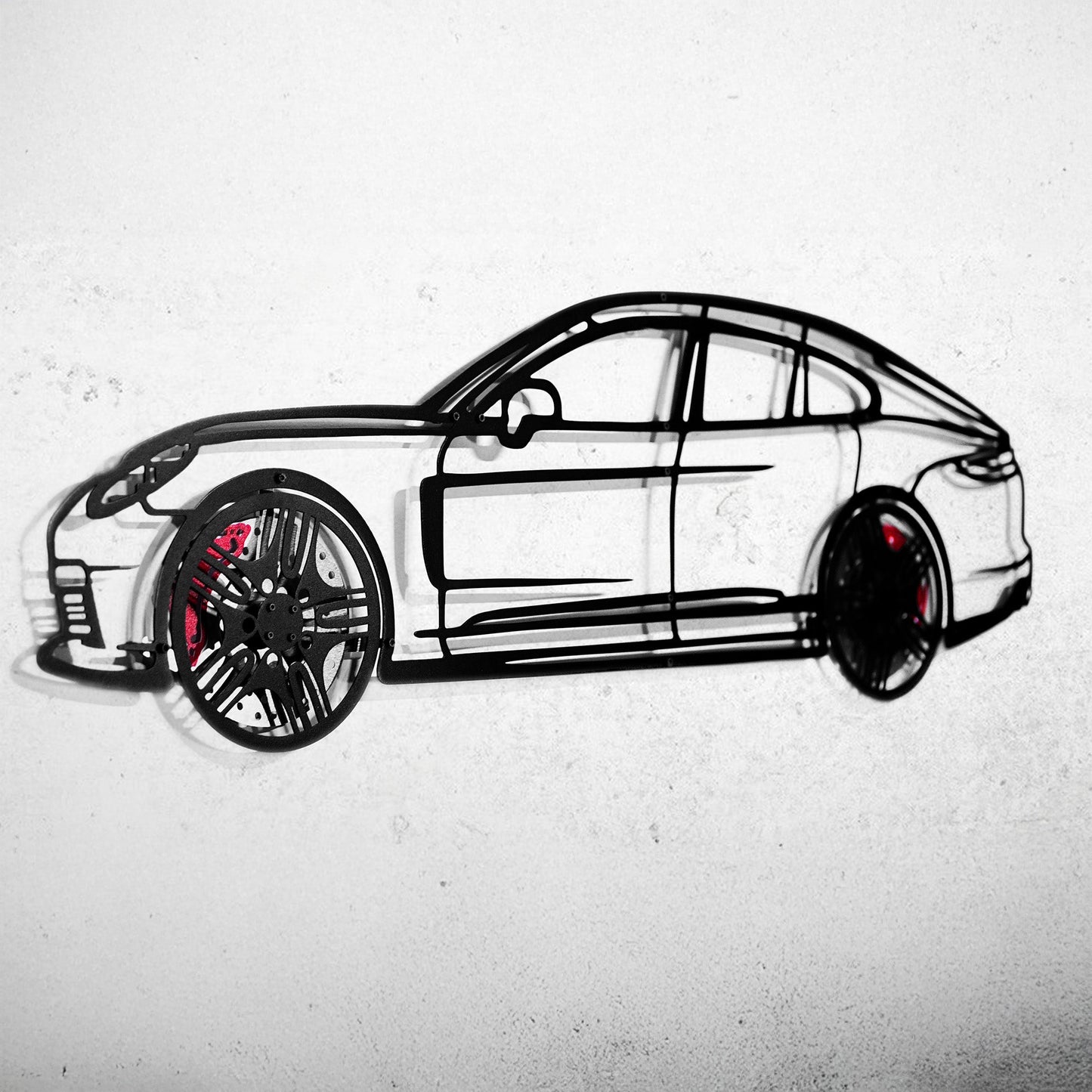2022 Panamera 4S Wall Art – Steel Silhouette with Spinning Wheels-KAFMEKA009