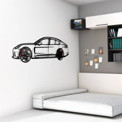2022 Panamera 4S Wall Art – Steel Silhouette with Spinning Wheels-KAFMEKA009