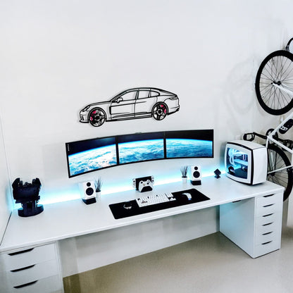 2022 Panamera 4S Wall Art – Steel Silhouette with Spinning Wheels-KAFMEKA009