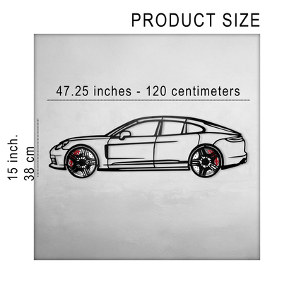 2022 Panamera 4S Wall Art – Steel Silhouette with Spinning Wheels-KAFMEKA009