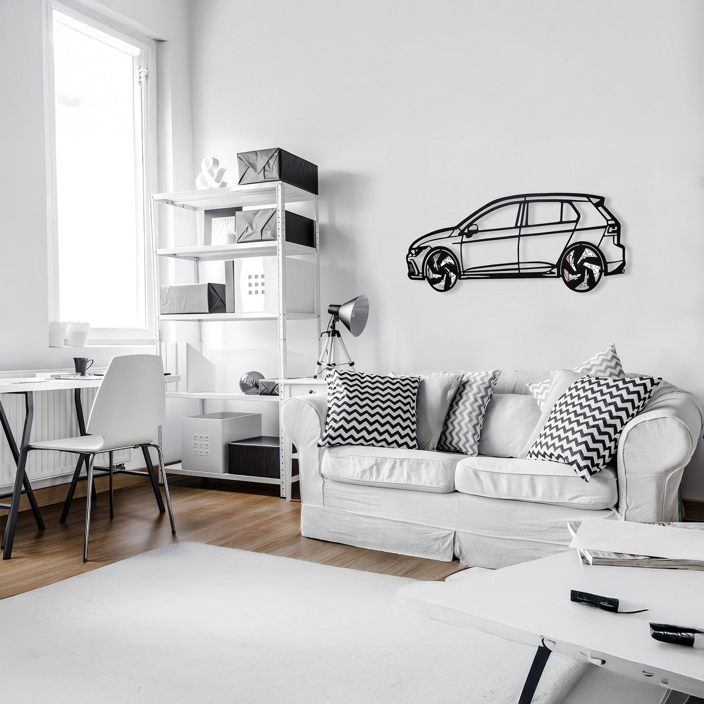 2022 Golf GTI Wall Art – Steel Silhouette with Spinning Wheels-KAFMEKA010