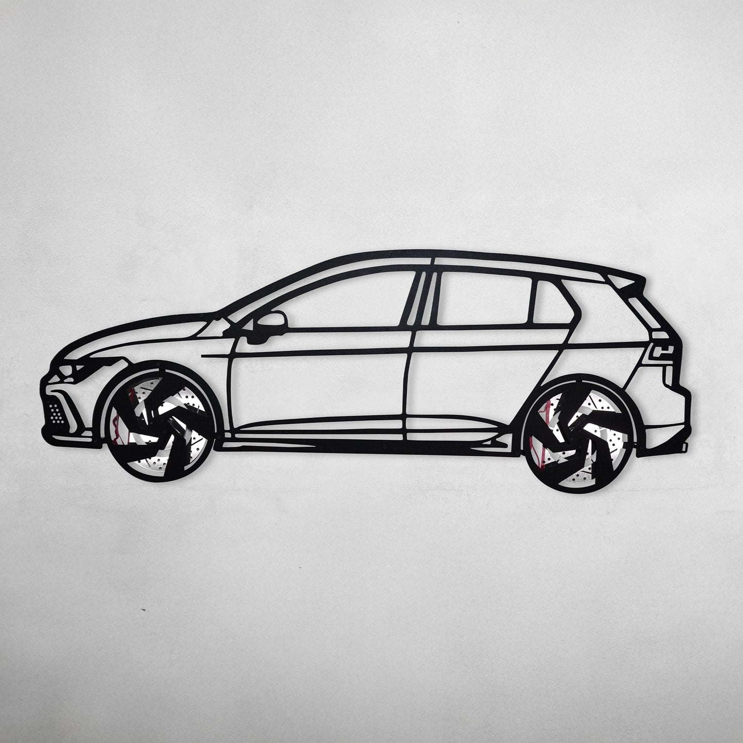 2022 Golf GTI Wall Art – Steel Silhouette with Spinning Wheels-KAFMEKA010