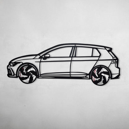 2022 Golf GTI Wall Art – Steel Silhouette with Spinning Wheels-KAFMEKA010