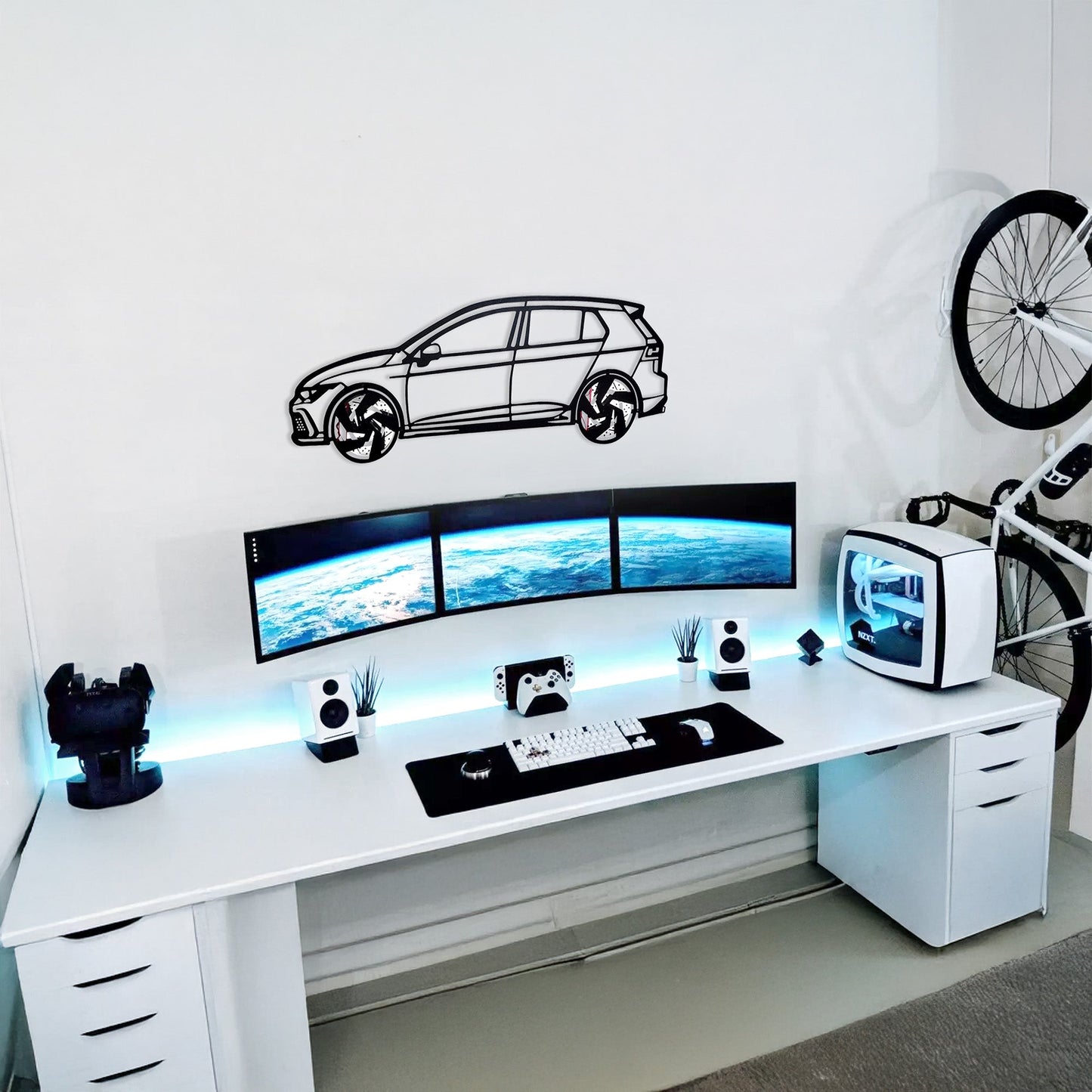 2022 Golf GTI Wall Art – Steel Silhouette with Spinning Wheels-KAFMEKA010