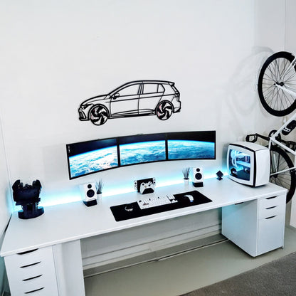 2022 Golf GTI Wall Art – Steel Silhouette with Spinning Wheels-KAFMEKA010