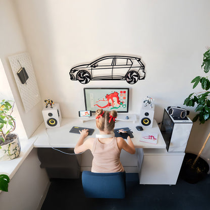 2022 Golf GTI Wall Art – Steel Silhouette with Spinning Wheels-KAFMEKA010