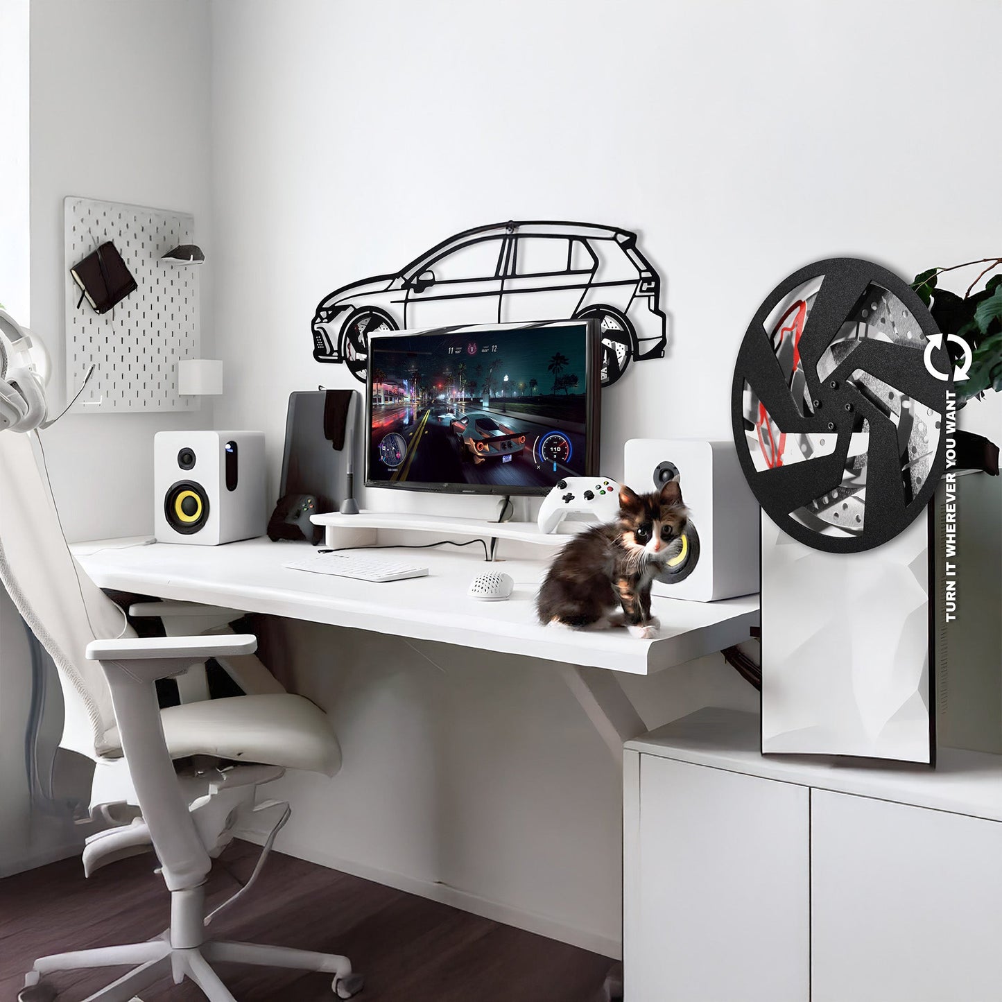2022 Golf GTI Wall Art – Steel Silhouette with Spinning Wheels-KAFMEKA010