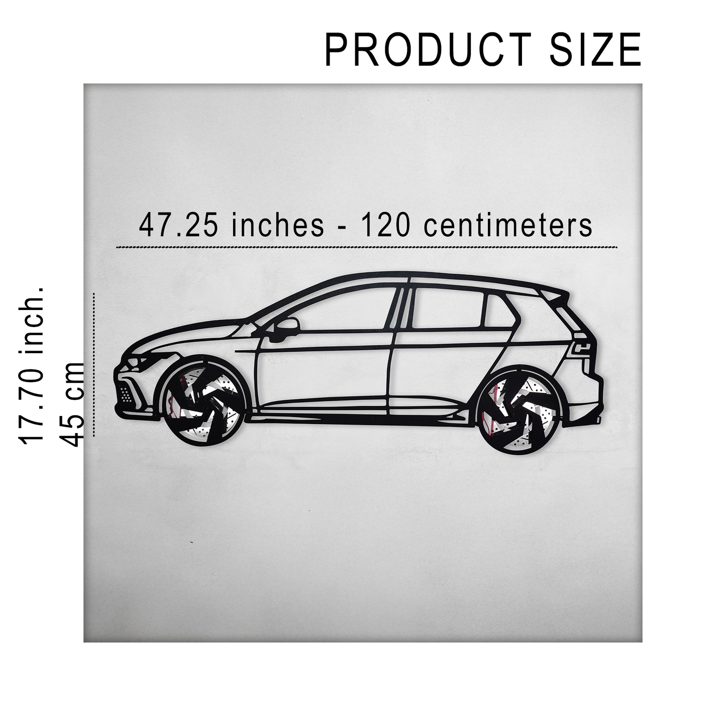 2022 Golf GTI Wall Art – Steel Silhouette with Spinning Wheels-KAFMEKA010