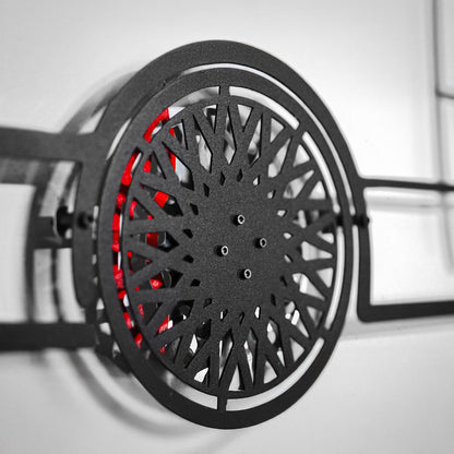 E30 M3 Wall Art – Classic Steel Silhouette with Spinning Wheels -KAFMEKA013