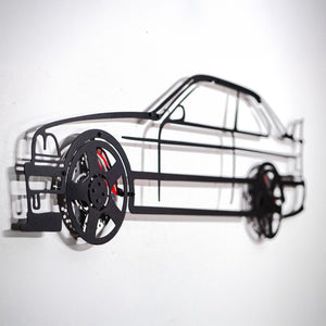 E36 M3 Wall Art – Classic Steel Silhouette with Spinning Wheels-KAFMEKA015