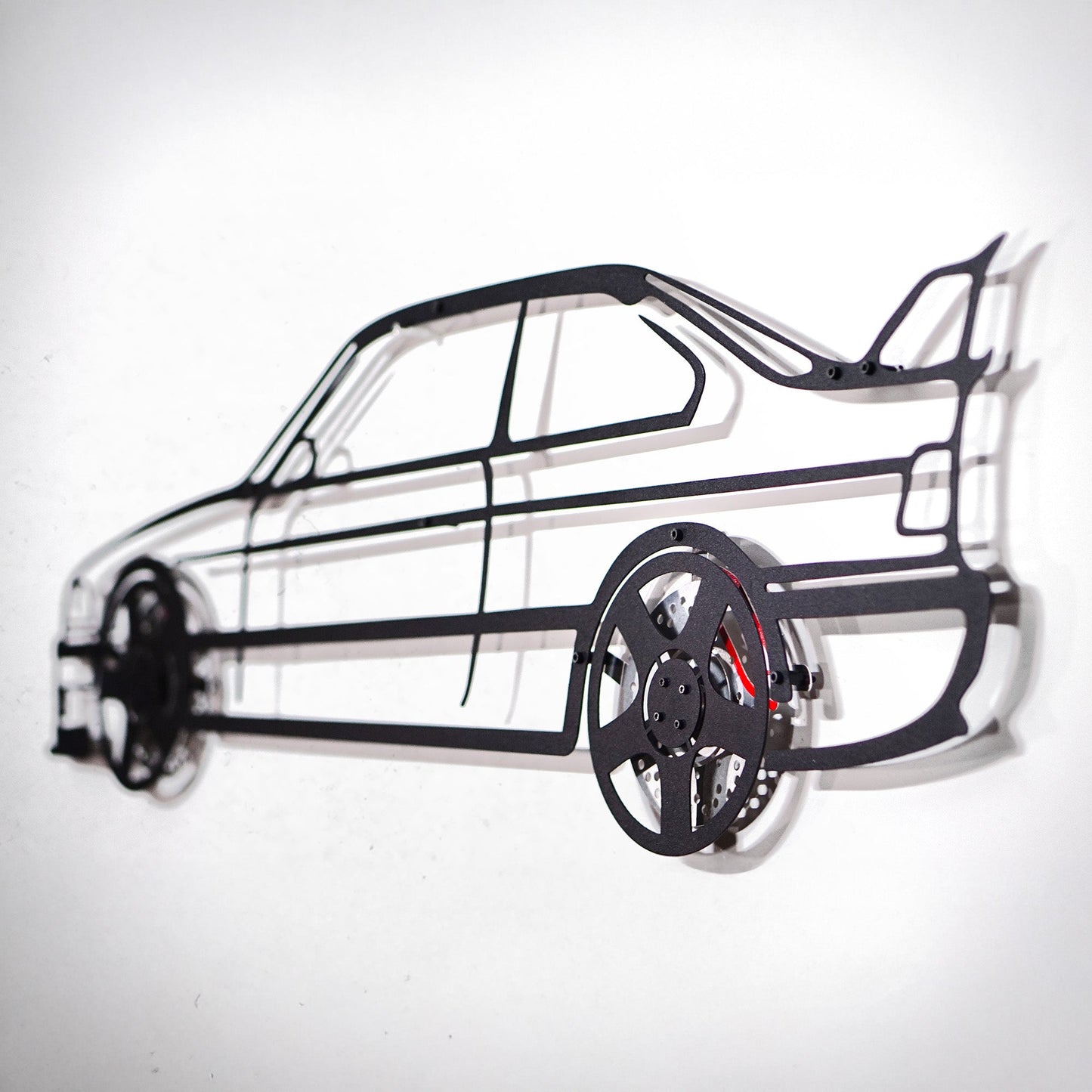 E36 M3 Wall Art – Classic Steel Silhouette with Spinning Wheels-KAFMEKA015