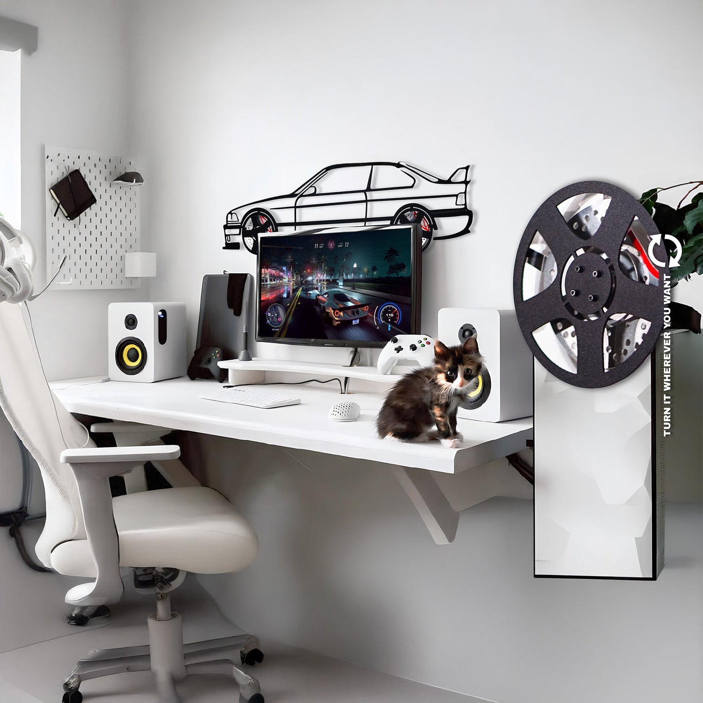 E36 M3 Wall Art – Classic Steel Silhouette with Spinning Wheels-KAFMEKA015