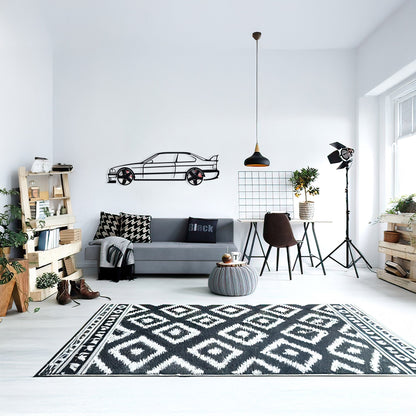 E36 M3 Wall Art – Classic Steel Silhouette with Spinning Wheels-KAFMEKA015