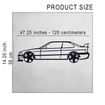 E36 M3 Wall Art – Classic Steel Silhouette with Spinning Wheels-KAFMEKA015