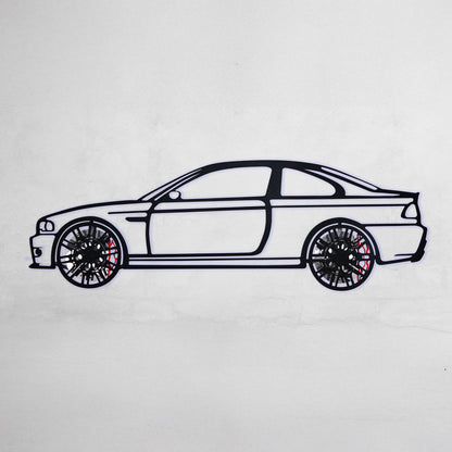 E46 M3 Wall Art – Steel Silhouette with Spinning Wheels-KAFMEKA016