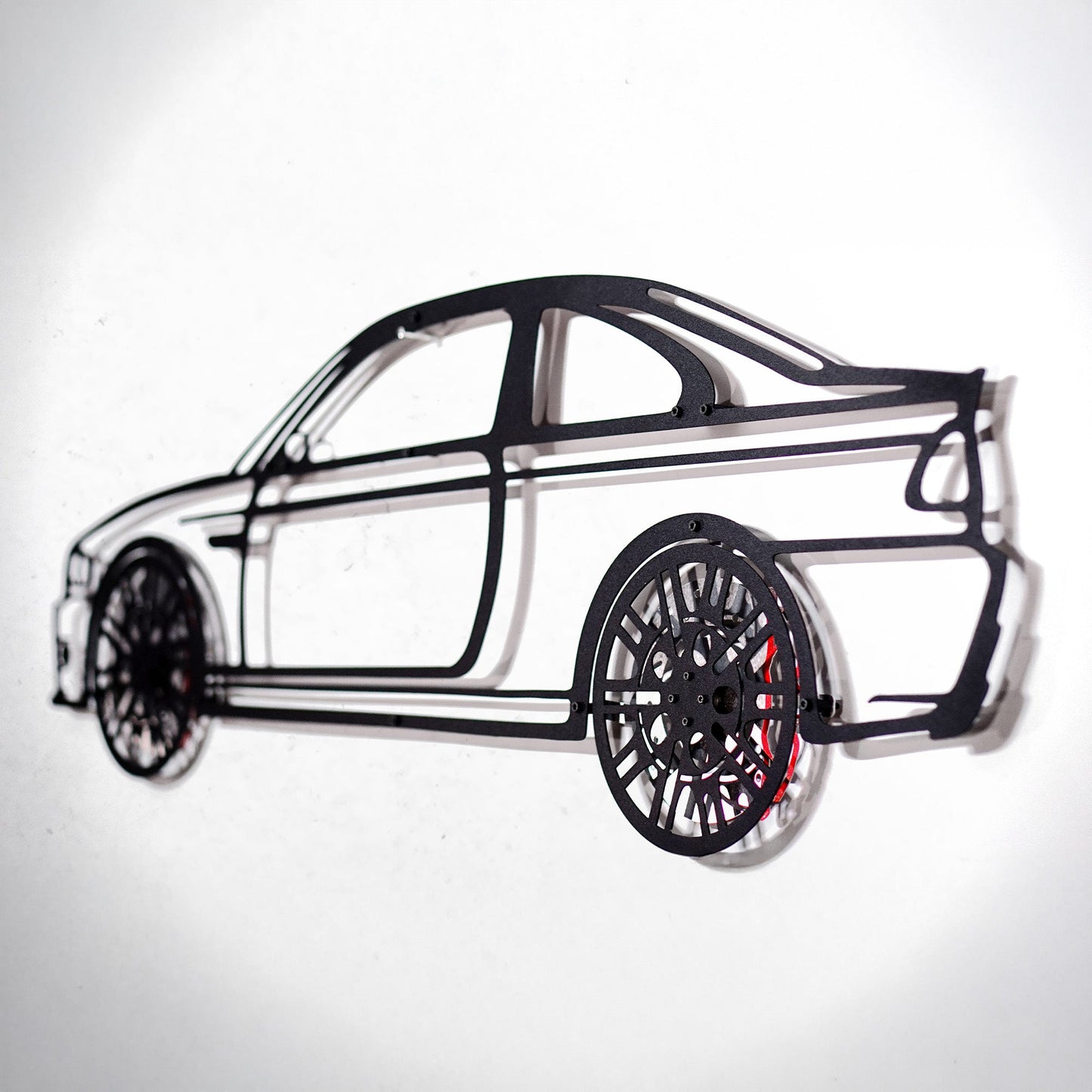 E46 M3 Wall Art – Steel Silhouette with Spinning Wheels-KAFMEKA016