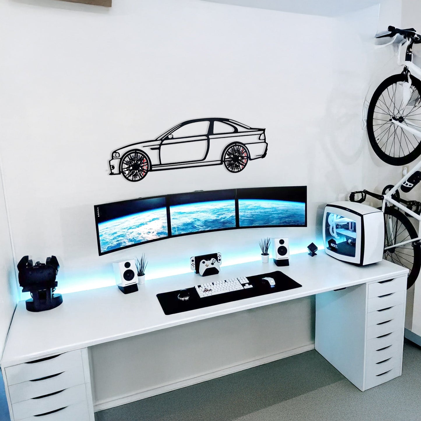 E46 M3 Wall Art – Steel Silhouette with Spinning Wheels-KAFMEKA016