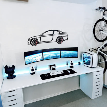 E46 M3 Wall Art – Steel Silhouette with Spinning Wheels-KAFMEKA016