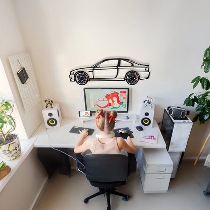 E46 M3 Wall Art – Steel Silhouette with Spinning Wheels-KAFMEKA016