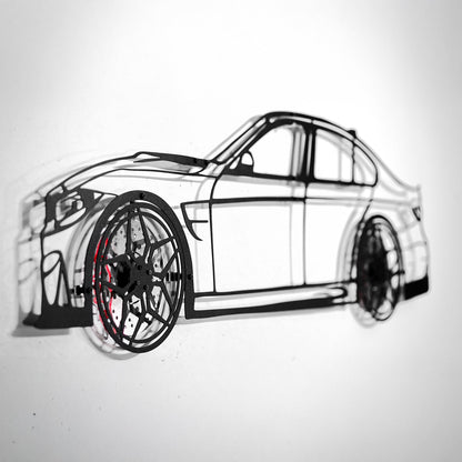 M3 F80 Wandkunst – F80 Stahlsilhouette mit sich drehenden Rädern-KAFMEKA017