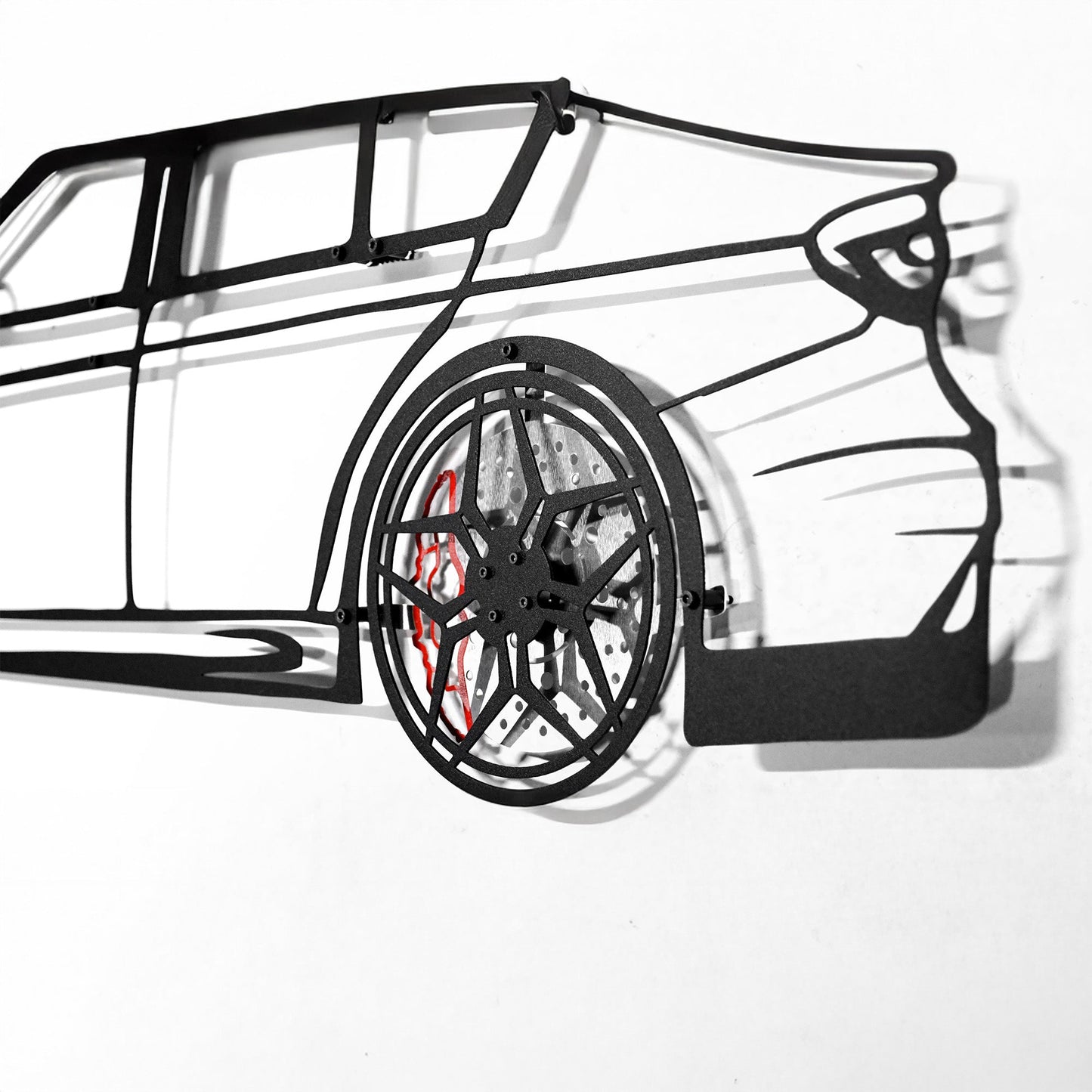 M3 F80 Wandkunst – F80 Stahlsilhouette mit sich drehenden Rädern-KAFMEKA017