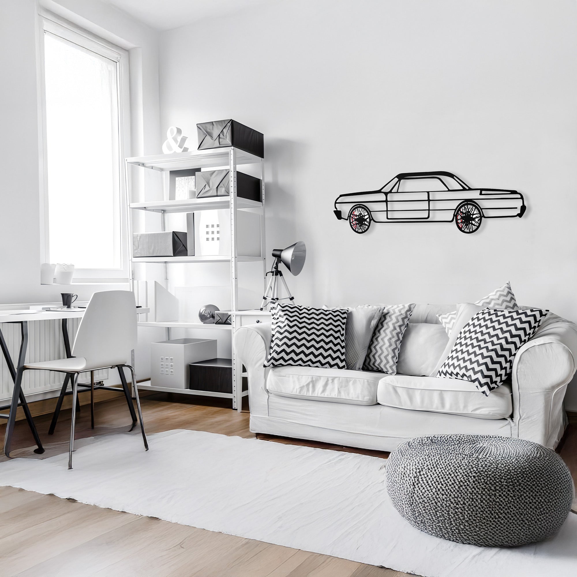 Impala Wall Art – Classic Steel Silhouette with Spinning Wheels-KAFMEK ...