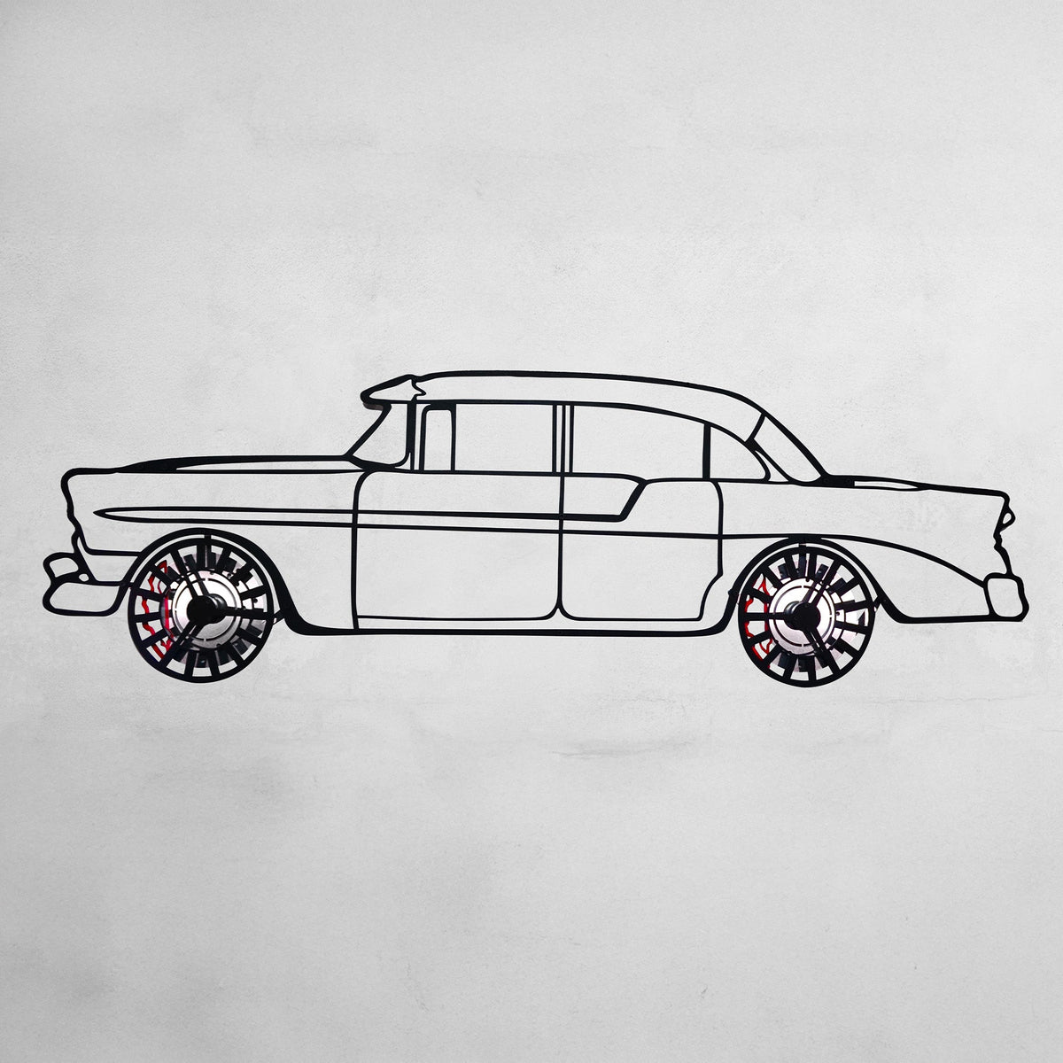 1956 Bel Air Wall Art – Classic Steel Silhouette with Spinning Wheels-KAFMEKA020