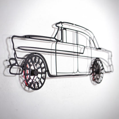 1956 Bel Air Wandkunst – Klassische Stahlsilhouette mit drehenden Rädern-KAFMEKA020