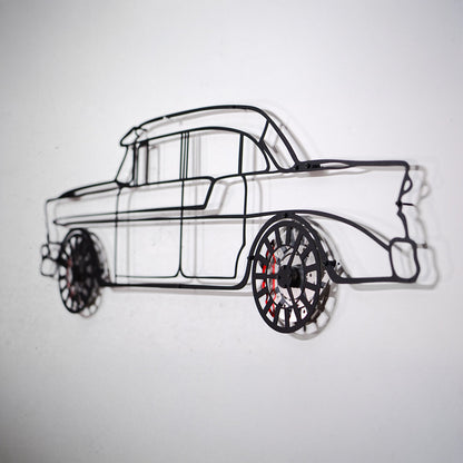 1956 Bel Air Wandkunst – Klassische Stahlsilhouette mit drehenden Rädern-KAFMEKA020