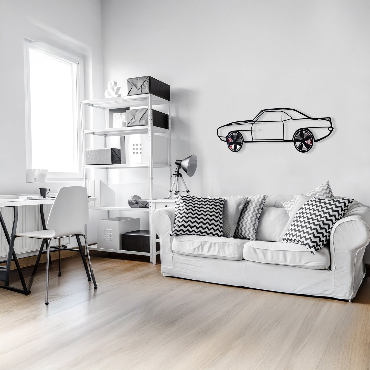 1969 Camaro Wall Art – Classic Steel Silhouette with Spinning Wheels-KAFMEKA021