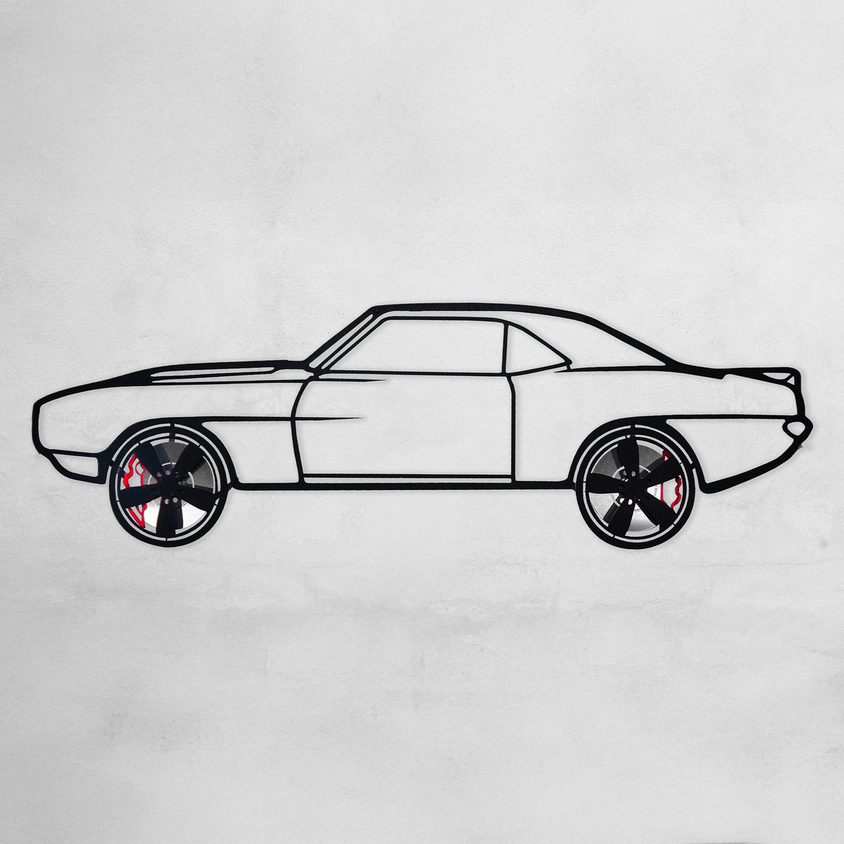 1969 Camaro Wall Art – Classic Steel Silhouette with Spinning Wheels-KAFMEKA021