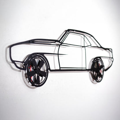 1969 Camaro Wall Art – Classic Steel Silhouette with Spinning Wheels-KAFMEKA021