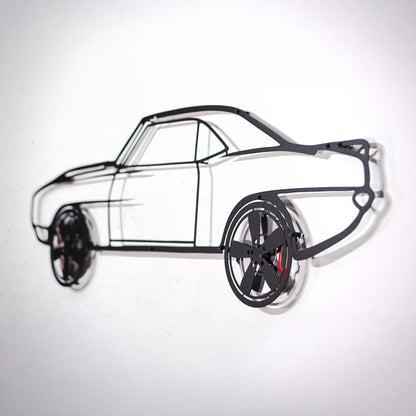 1969 Camaro Wall Art – Classic Steel Silhouette with Spinning Wheels-KAFMEKA021