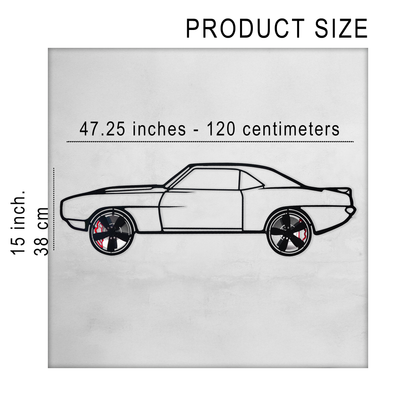 1969 Camaro Wall Art – Classic Steel Silhouette with Spinning Wheels-KAFMEKA021