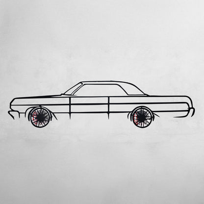 1964 Impala Wall Art – Classic Steel Silhouette with Spinning Wheels-KAFMEKA022