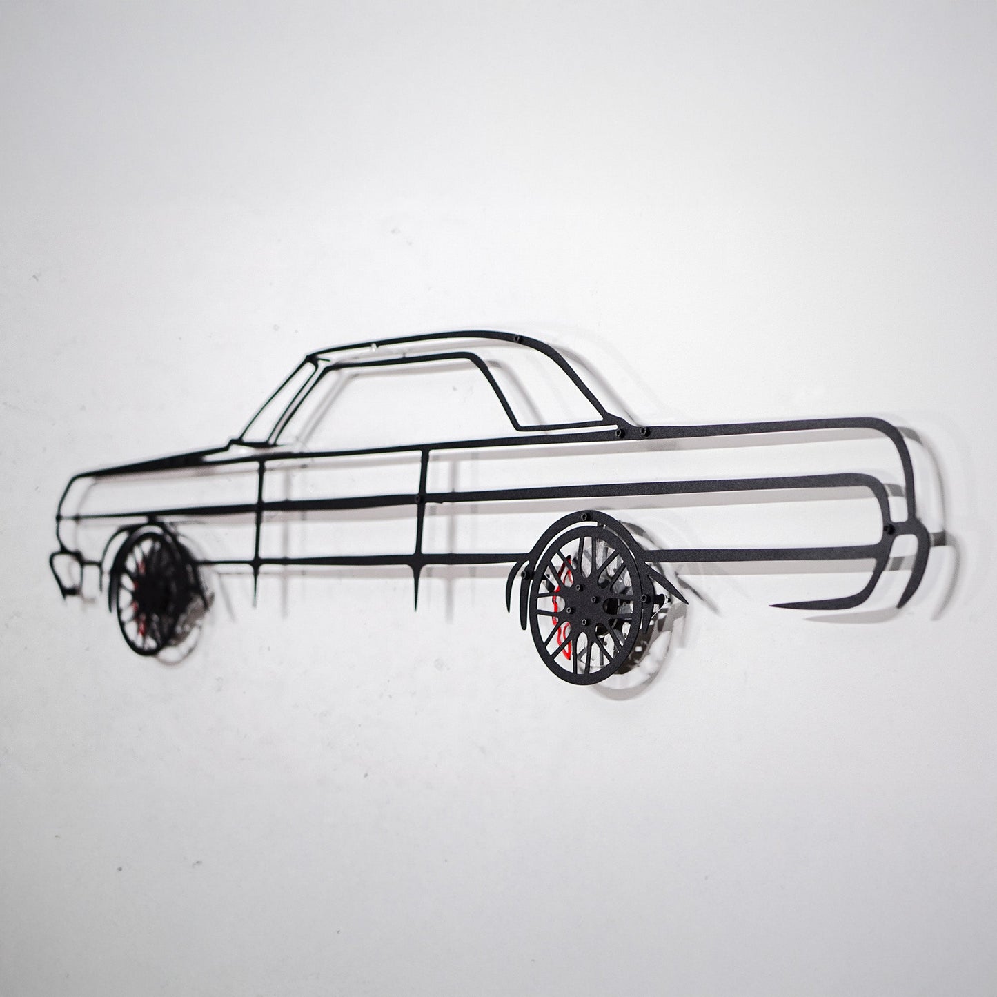 1964 Impala Wall Art – Classic Steel Silhouette with Spinning Wheels-KAFMEKA022