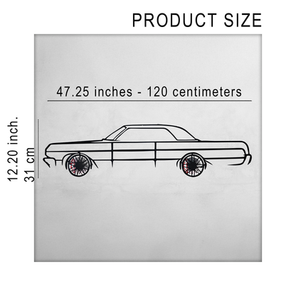 1964 Impala Wall Art – Classic Steel Silhouette with Spinning Wheels-KAFMEKA022