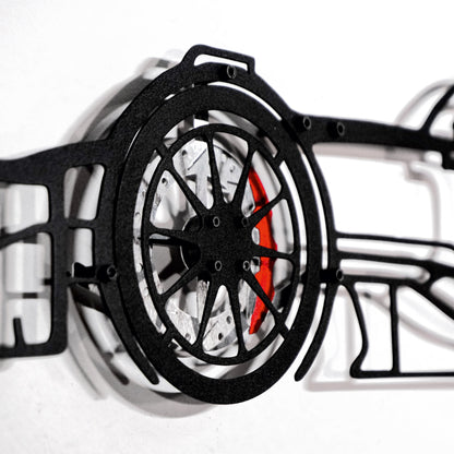 Formula 1 Wall Art – Steel Silhouette Racing Car with Spinning Wheels-KAFMEKA023