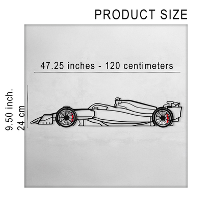 Formula 1 Wall Art – Steel Silhouette Racing Car with Spinning Wheels-KAFMEKA023