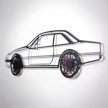 1985 400i Wandkunst – Klassische Stahl-Silhouette mit drehenden Rädern-KAFMEKA024