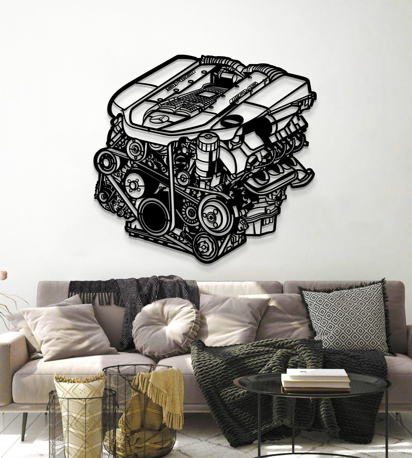 M113 5.4L V8 AMG Metal Engine Block Wall Art - MTEB-0006