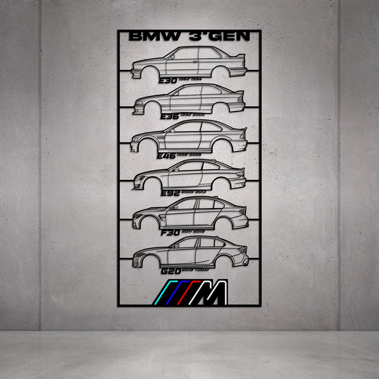 M3 Gen's Metal Neon Car Wall Art - MTN0269