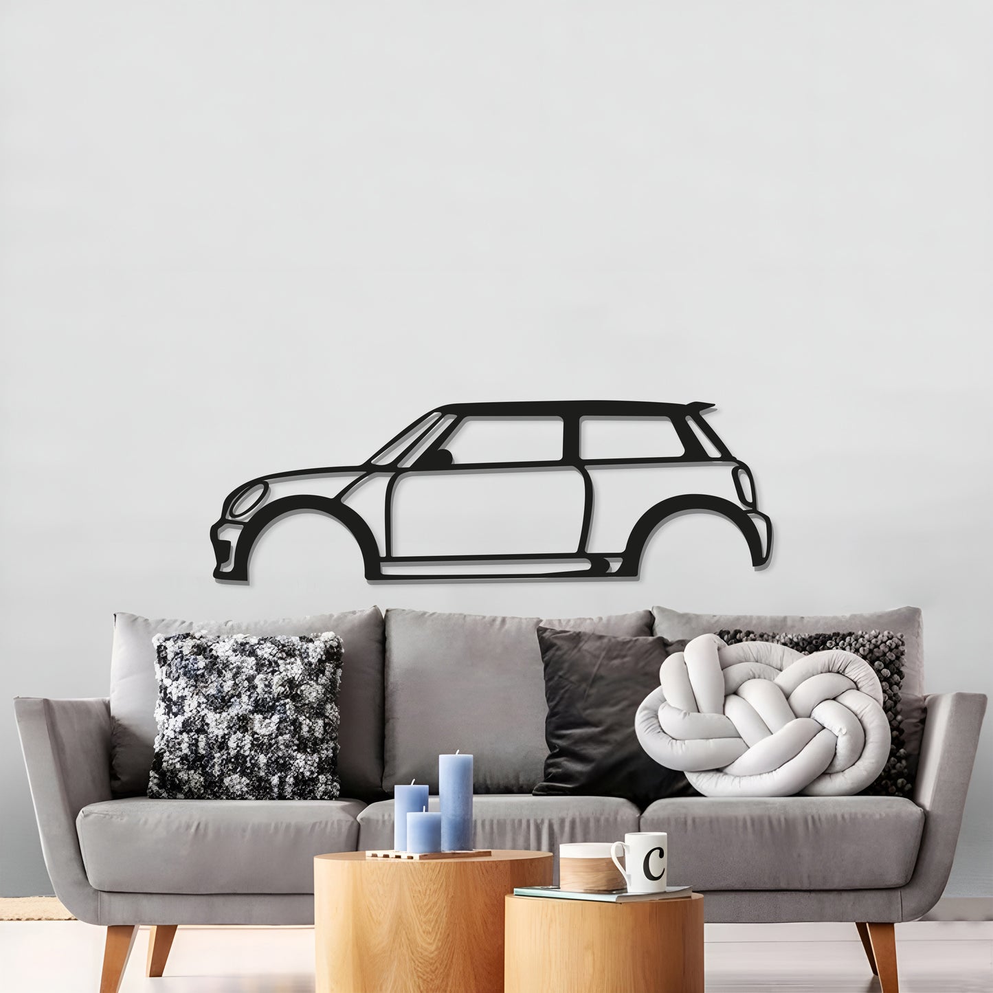 Cooper S floating metal car sculpture elevates office décor instantly